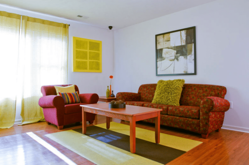 Living area with couch and chair