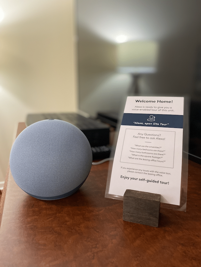 Self guided tours instructions saying "Alexa, open site tour"